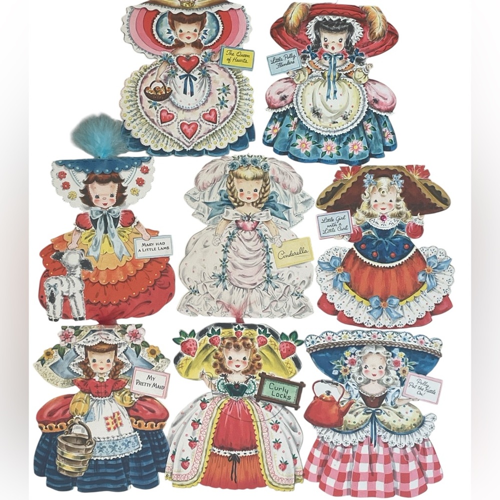 Vintage 1947 Hallmark Land of Make Believe Doll Cards Used